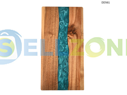 Επιμήκης σανίδα με εποξειδική ρητίνη "Τυρκουάζ" από ξύλο ακακίας – DD561